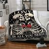 1PC Skeletal Love Blanket, Throw For Sofa, Bed, Travel, Camping, Livingroom,