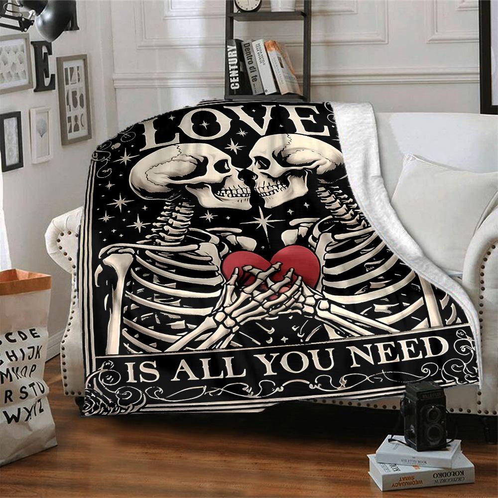 1PC Skeletal Love Blanket, Throw For Sofa, Bed, Travel, Camping, Livingroom,