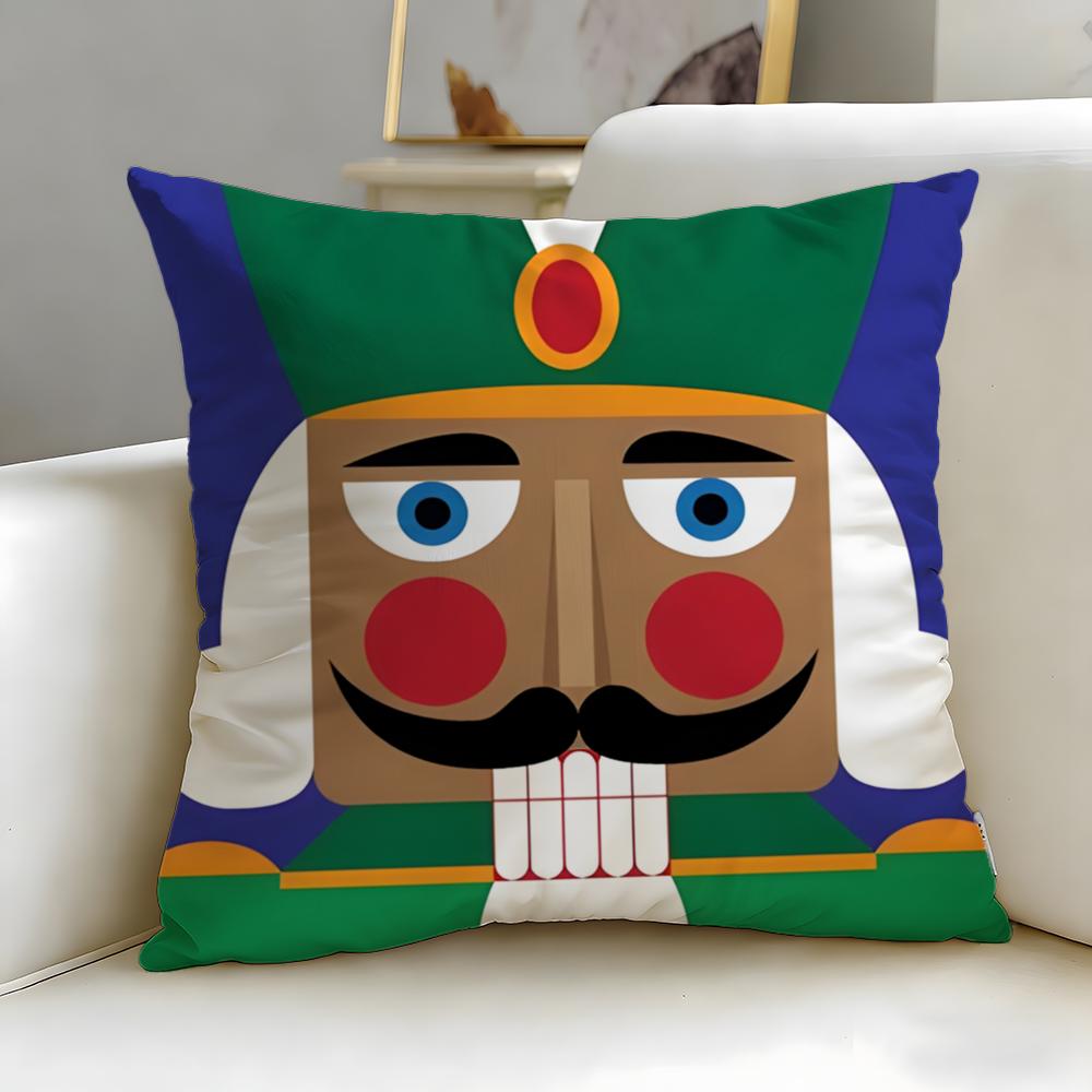 classic doll Nutcracker Doll Cushion Cover Soft  EasyWash Pillow Case  Versatile for Couch Bed Travel and Office