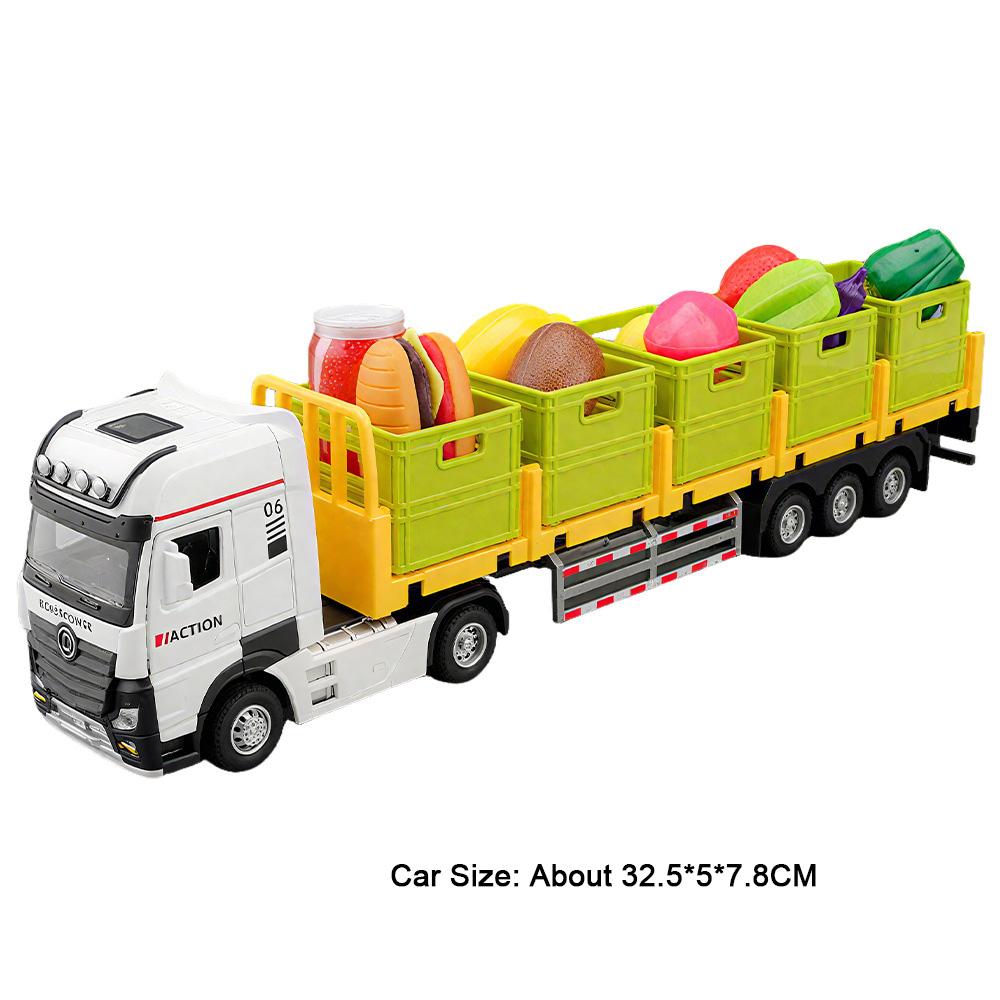 1:32 Freight Transport Car Double Layered Toy Model Alloy Diecast Pull Back Sound Light Engineering Vehicles Models for Boy Gift