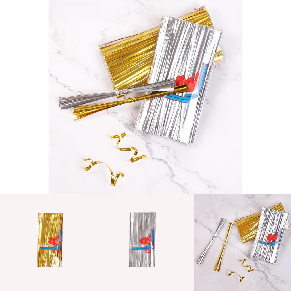 15cm Long Candy Twist Ties Gold And Silver Metallic Wire For Gift Packaging And Baking
