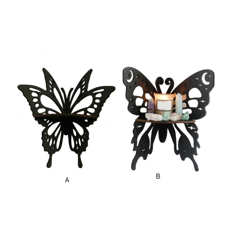 Butterfly Shaped Decorative Stand Fashionable Wall Shelf with Large Capacity Wood Jewelry and Perfumes Storage Rack