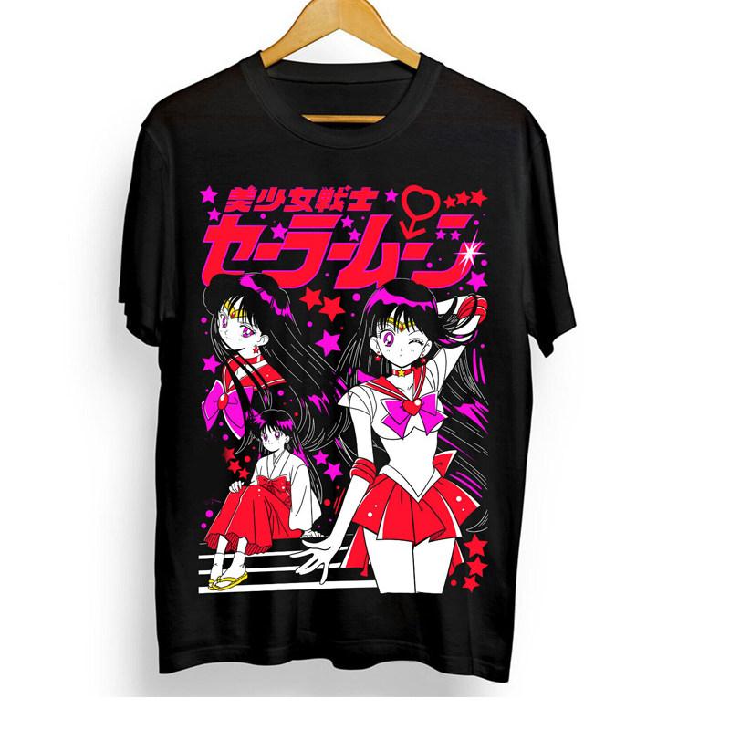 Summer 2026 Sailor Moon Tianwang Yao Neptune Unisex Dark Tide Cool Wind Theme 100 Cotton Printed Tshirt for Boys and Girls