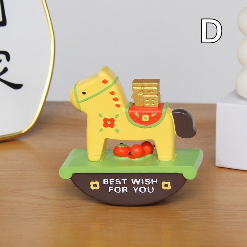 

1Pc Cartoon Handcrafted Zodiac Horse Ornaments Shakable DIY Craft Rocking Horse Figurine Year of the Horse Home Decor