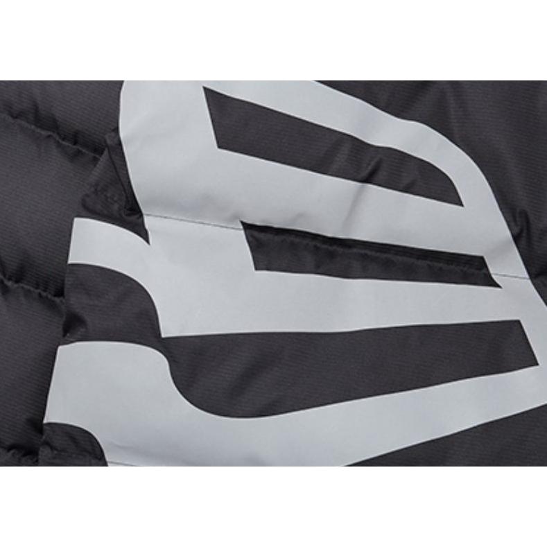 New Era Oversized Logo Print Hooded Loose Zipper Down Jacket Unisex Outerwear Black 12877422