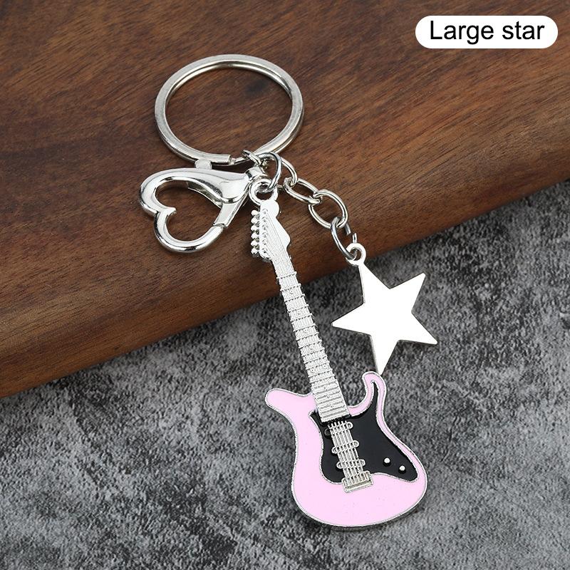 Creative Classic Mini Rock Electric Acoustic Guitar Shaped Keychain Pendant Fashion Backpack Decoration Accessories Gifts