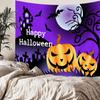 Home bedside room decoration Halloween tapestry, witch skull ghost print hanging cloth, background wall covering