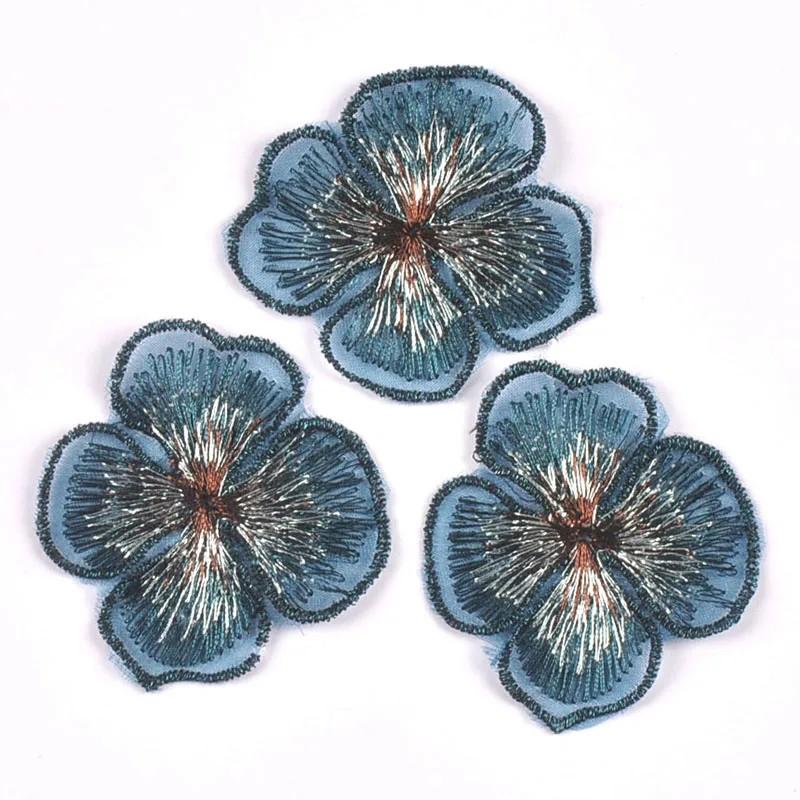 

10 шт. Розовые Темно-синие Вышитые Кружевные Цветочные Аппликации Нашивки для Одежды Декоративные Аксессуары розовый