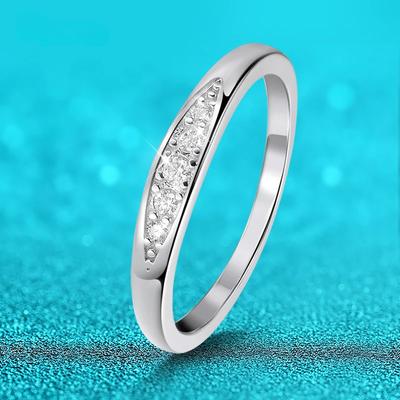 D Color 2MM Full Moissanite Rings for Women Match Diamond Wedding Band 5 Stones S925 Sterling Silver Jewelry Wholesale