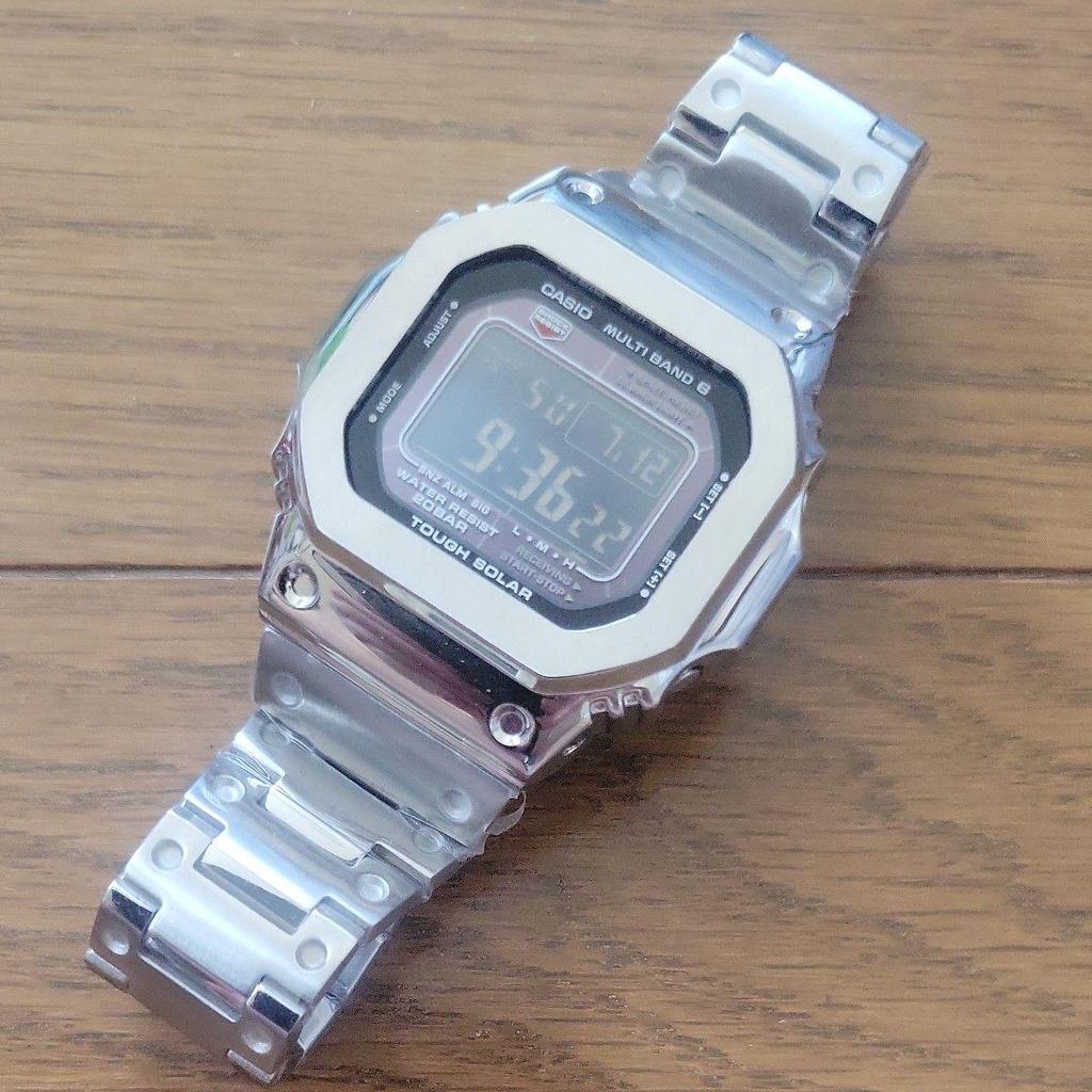 Used CASIO Watch G-SHOCK GW-M5610 Radio Tough Solar Full Metal Custom Silver