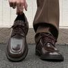 2025 Men's Fashion Business Wedding Dress Shoes Driving Black Thick Bottom Derby Shoes Trendy British Tall Men's Shoes
