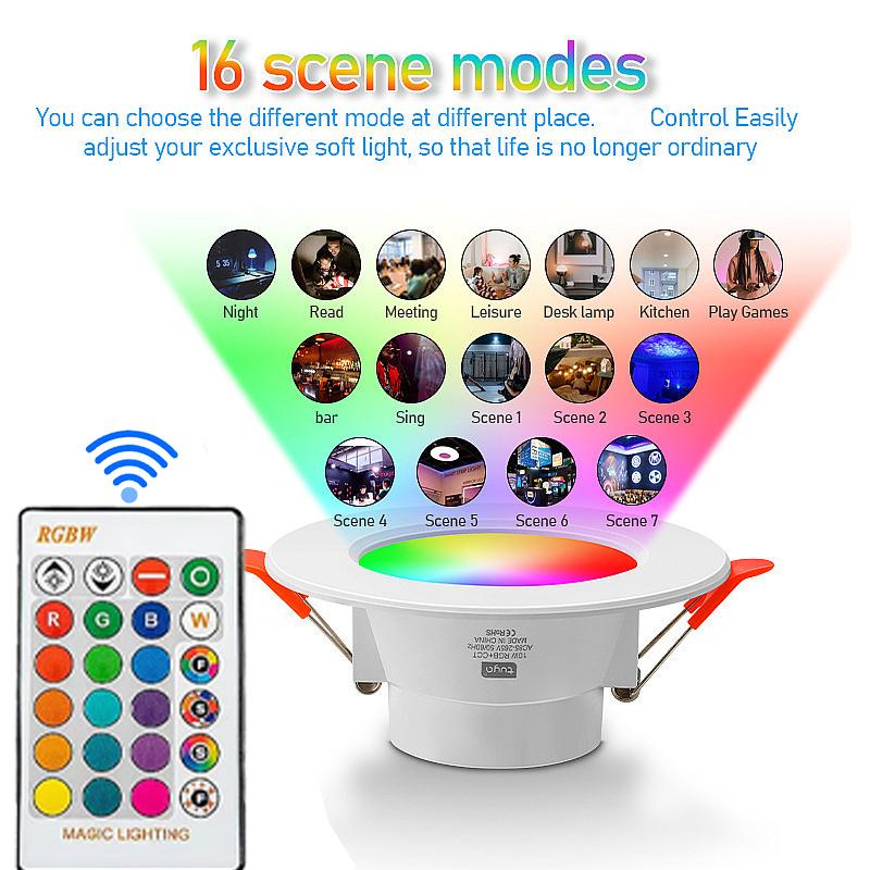 1/2/3/4PCS RGB LED Downlight 16colors Dimmable Spotlight 10W/15W IR Remote Led Down Light For Room Decor AC220V LED Panel