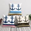 Nautical Style Anchor Stripes Cushion Cover Short Plush Soft DoubleSided Printing Pillow Case Cozy Sofa Bedroom Home Decor Gift