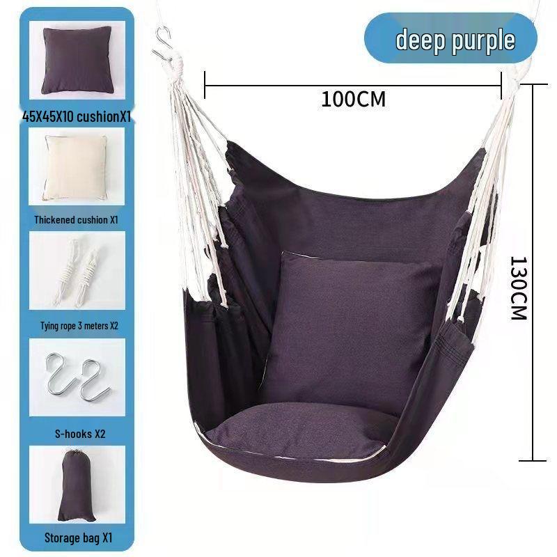 Canvas Hanging Chair: Thickened Indoor/Outdoor Dorm Swing for College Students & Kids