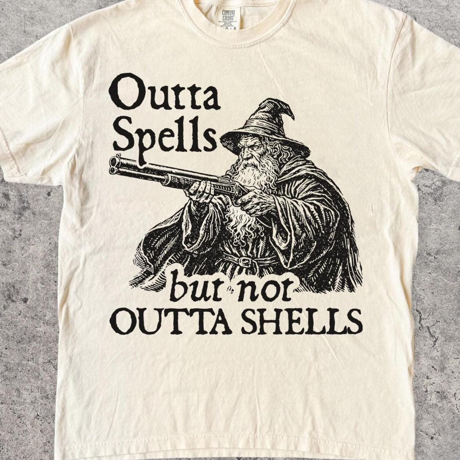 Retro Comfort Colors® - Outta spells but not outta shells T-Shirt - Funny wizard meme Shirt 2XL