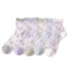 5 Pairs Women's Summer Thin Glass Fiber Midtube Socks Starfish Crystal Caisson Stockings