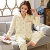 Hochwertige Pyjamas Damen Frühling und Herbst Neu Imitation Baumwolle Druck Langarm Mittlere Mutter Große Größe Dünn Loungewear