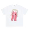 ZAZOMDE Vintage Abstract Brush Painting Graphic Unisex Loose Oversized Round Neck Fashion Versatile Daily Short Sleeve Shirts
