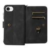 For iPhone 16e Zipper Wallet Case with 15 Card Slots and Strap Leather Phone Cover
