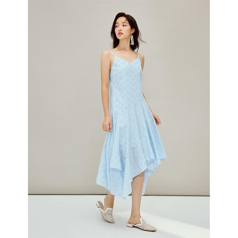 INMAN French Hollow Out Embroidered Irregular A-Line Strappy Dress