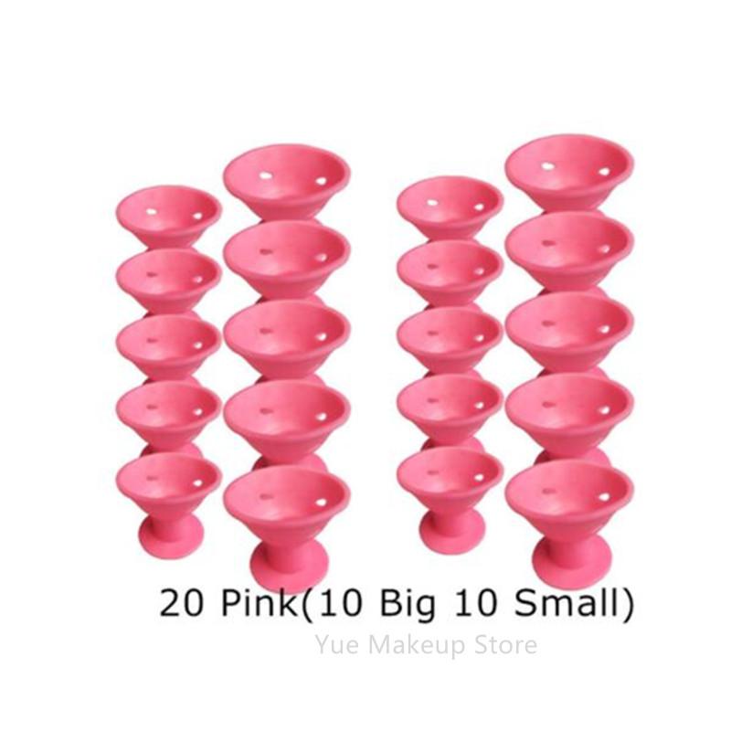 20PCS Rosa Blau Silikon Haar Curler Weiche Gummi Haarpflege Rollen Keine Wärme Haar Styling Werkzeug Dropshipping 20#