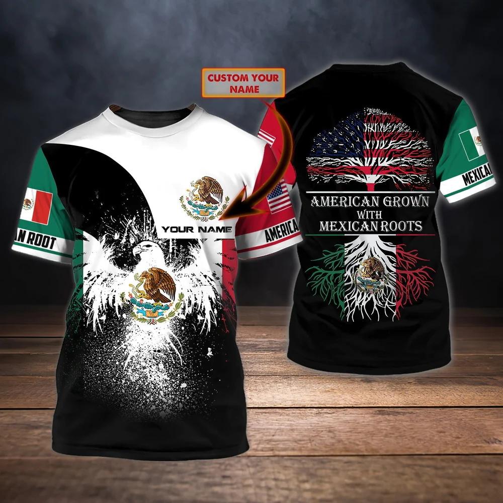 Mexico National Flag Printed Summer Men's O-Neck T-Shirts Casual Short Sleeve Oversized Pullover Fashion Streetwear Men Clothing