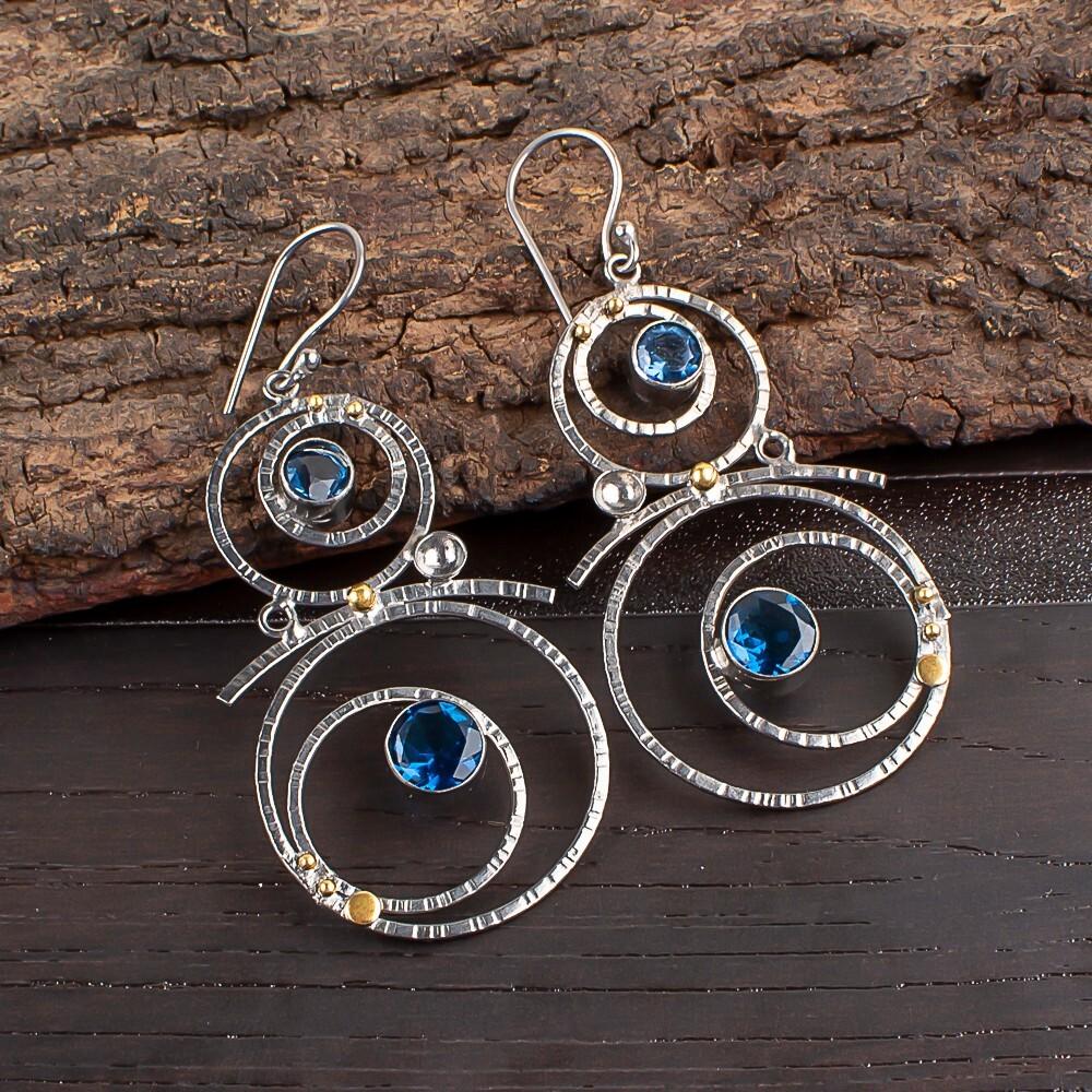 Mother's Day Gift London Blue Topaz Gemstone 925Sterling Silver Jewelry Earrings EE-76-17
