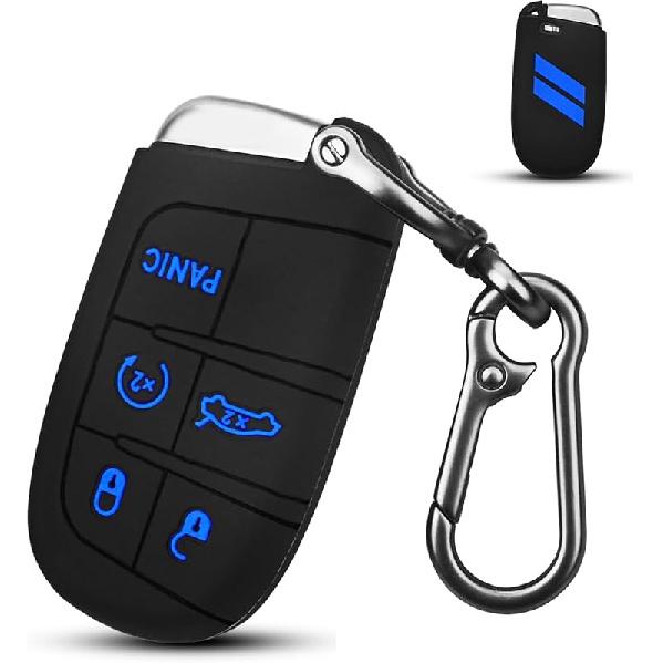 QBUC for Dodge Key Fob Cover 5 Button Silicone Remote Key Case for Dodge for Jeep Grand Cherokee