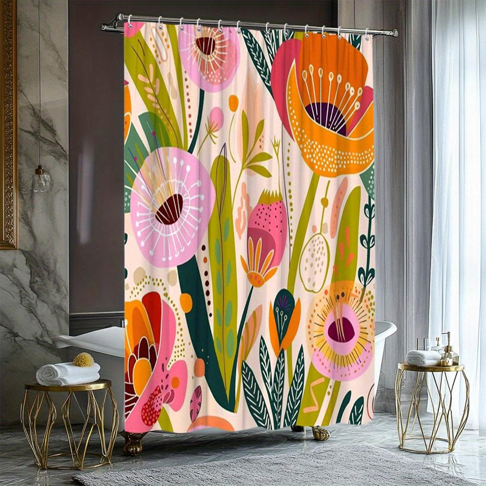 

1Pc Floral Shower Curtain, Vibrant Flower Pattern With Outdoor Nature Inspiration, Elegant And Lively Design Adds Energy To Yo W60H190(CM)-1 Pcs
