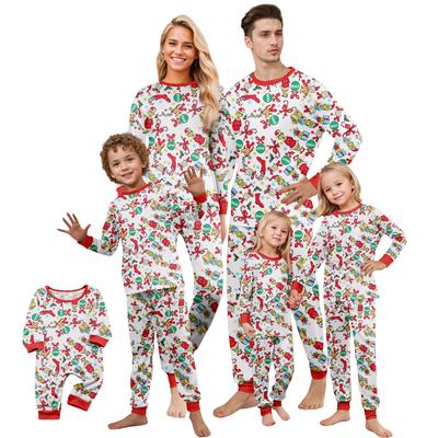 Weihnachtsdruck Süßes Familienset Schlafanzug, Hauskleidung, Familienset Langarm Oberteil Hosen Set