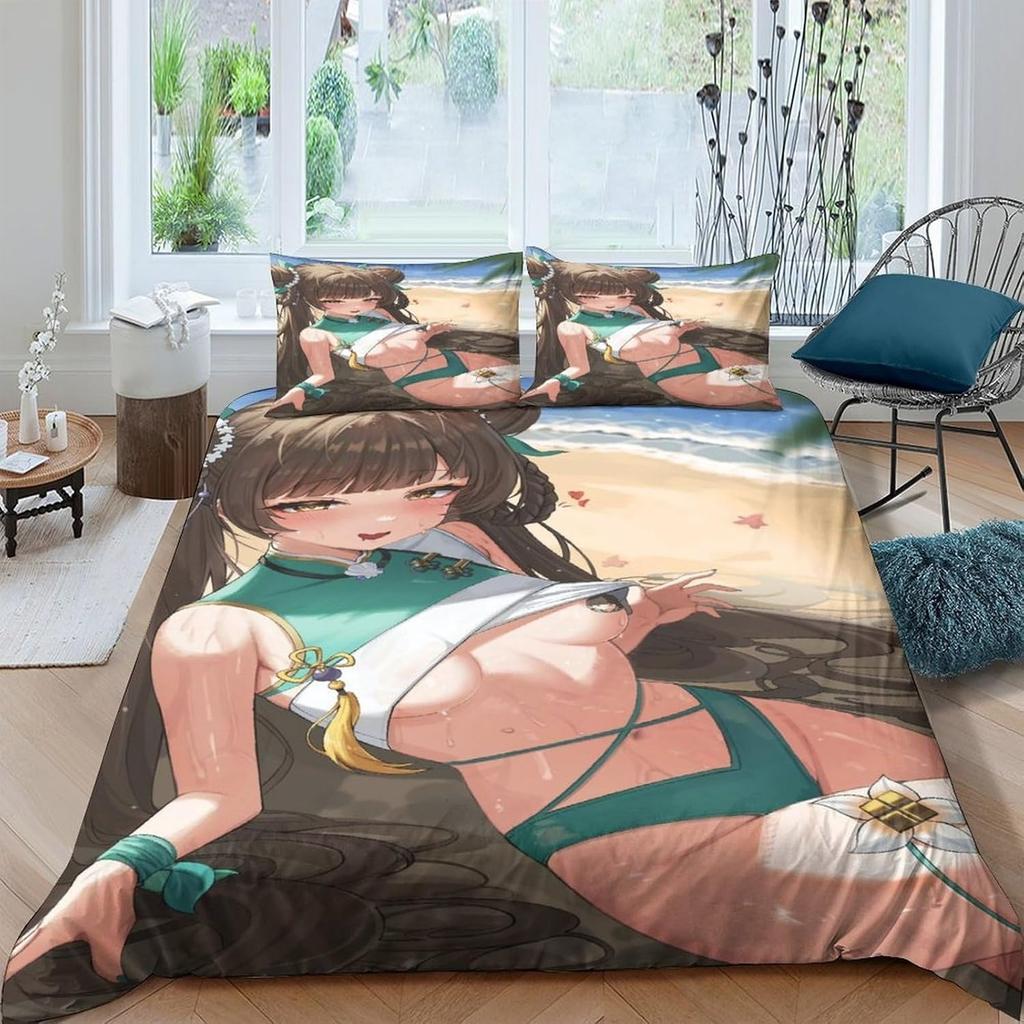 Full and Sexy Girl 3D Printed Anime Girl, Child Girl, Boy, Adult Duvet Cover, Bedding Sheet, Zipper and Pillowcase, Soft Ultra-f
