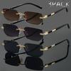 3pcs Trendy Rimless Rectangle Sunglasses Frameless Fashion Shades Punk Sunglasses Gradient Men Women UV400 Eyewear Driving