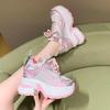 Spring Autumn Women Chunky Sneakers Breathable Mesh Casual 10.5CM Wedge Heels Platform Footwear Summer Femme Sport Dad Shoes