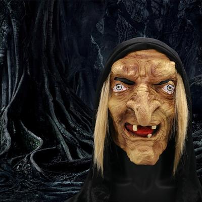 Scary Old Woman Mask Halloween Cosplay Funny Witch Headgear for Haunted House Scene Costume Props