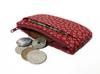 [Inden-ya] Inden Wallet with Zipper Coin Purse, 1002F Coin Purse 02, Red Deerskin with White Lacquer and Small Cherry Blossom Pattern, 6.3cm x 10.5cm