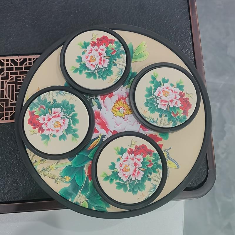 1PCS New Chinese Style Ceramic Absorbent Coaster Heat-resistant Anti-skidding Kung Fu Tea Cup Holder Insulation Pad
