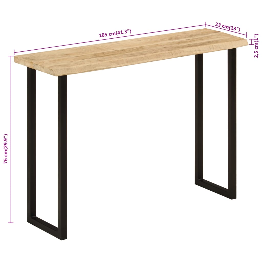 Console Table with Live Edge 105 x 33 x 76 cm Solid Mango Wood
