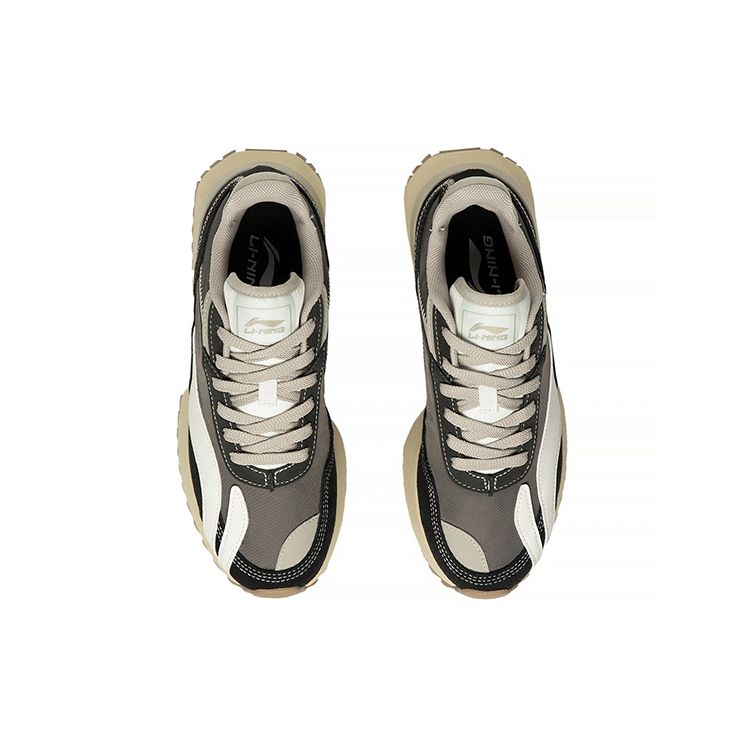 Li Ning Cargo Shock Absorption Rebound Low Top Sports Casual Shoes Women sneakers Black Gray White AGCS262-2