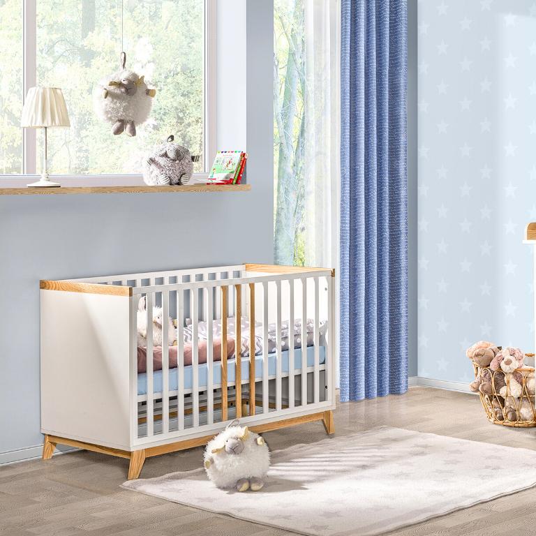 Nordic 2-in-1 Baby Cot 120x60 Cm - Wooden Bed for a Child + Barrier