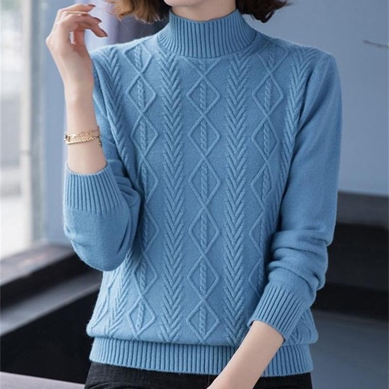 Fashion Women Turtleneck Sweater Autumn Winter Long Sleeve Pullovers Office Ladies Clothing Soft Knitted Jumpers  Pull Female