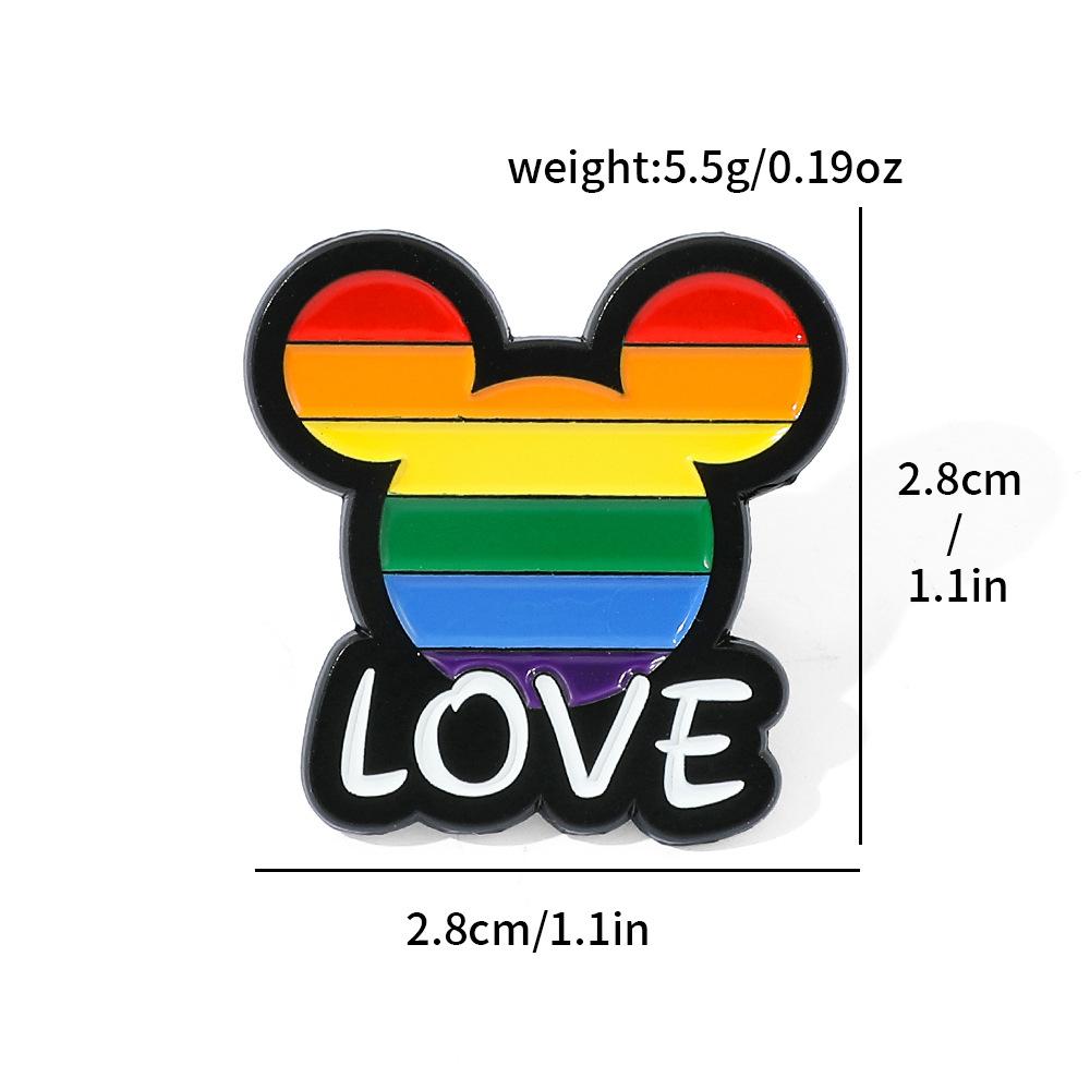 Creative Personality Rainbow Mickey Head Metal Badge Mickey Mouse Minnie Alloy Oil Drop Brooch Pin