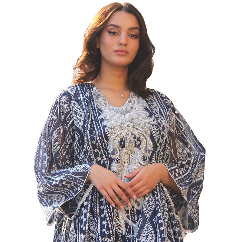 AB293 2023 Plus Size Sequin Embroidered Floral Evening Gown for Muslim Women
