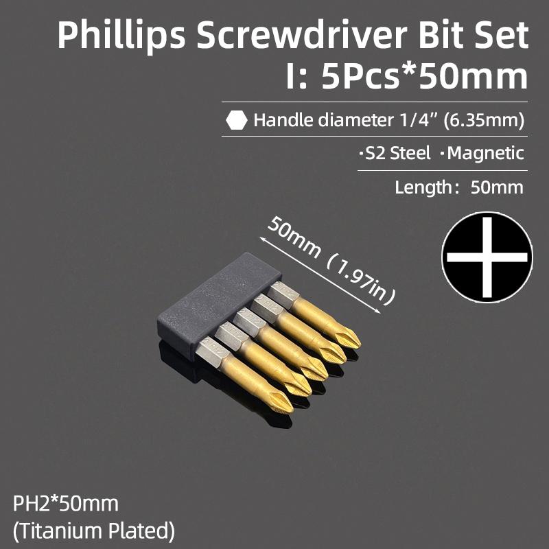 Phillips Screwdrivers Bits Cross Head Magnetic Screwdrivers PH00 PH1 PH2 S2 Hex Shank Hand Tools 50/75/100/150/200/300mm