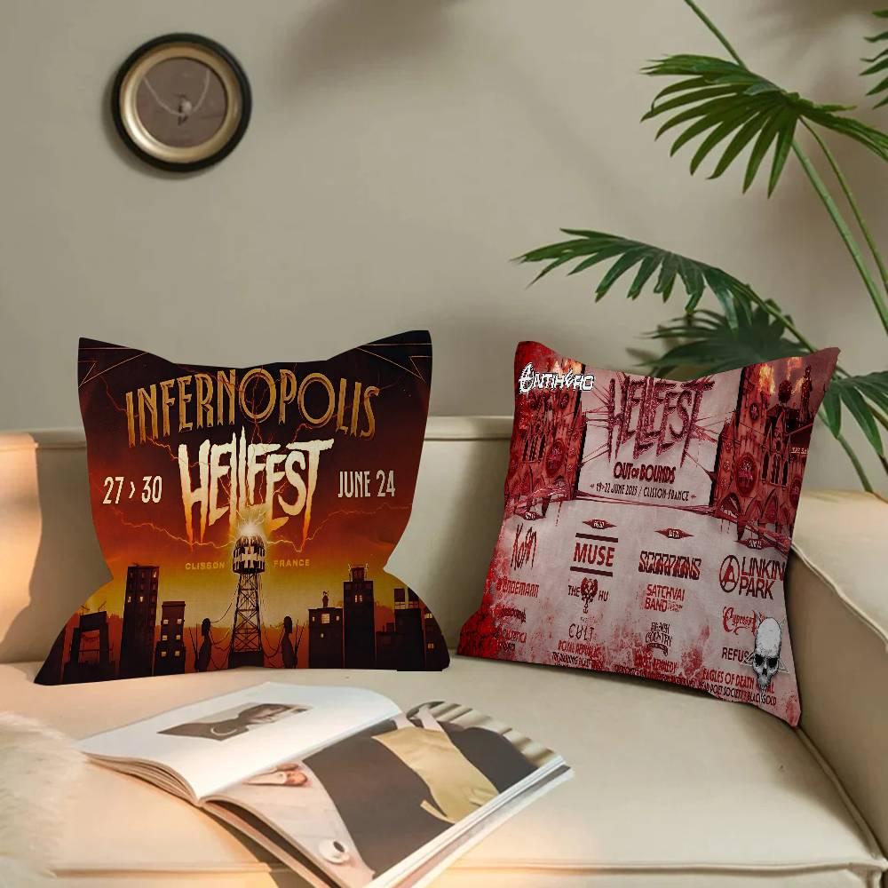 H-Hellfest Band Pillow Gift Home Office Decoration Pillow Bedroom Sofa Car Cushion CoverPillow Case