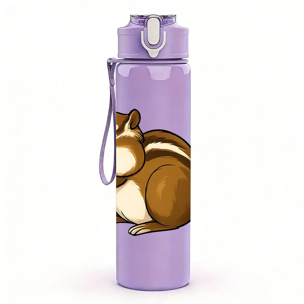1PC Pine Nut Squirrel 750ml Color Plastic Sports Water Bottle Leakproof Flip Straw Lid Suitable for Sports Office Home Use