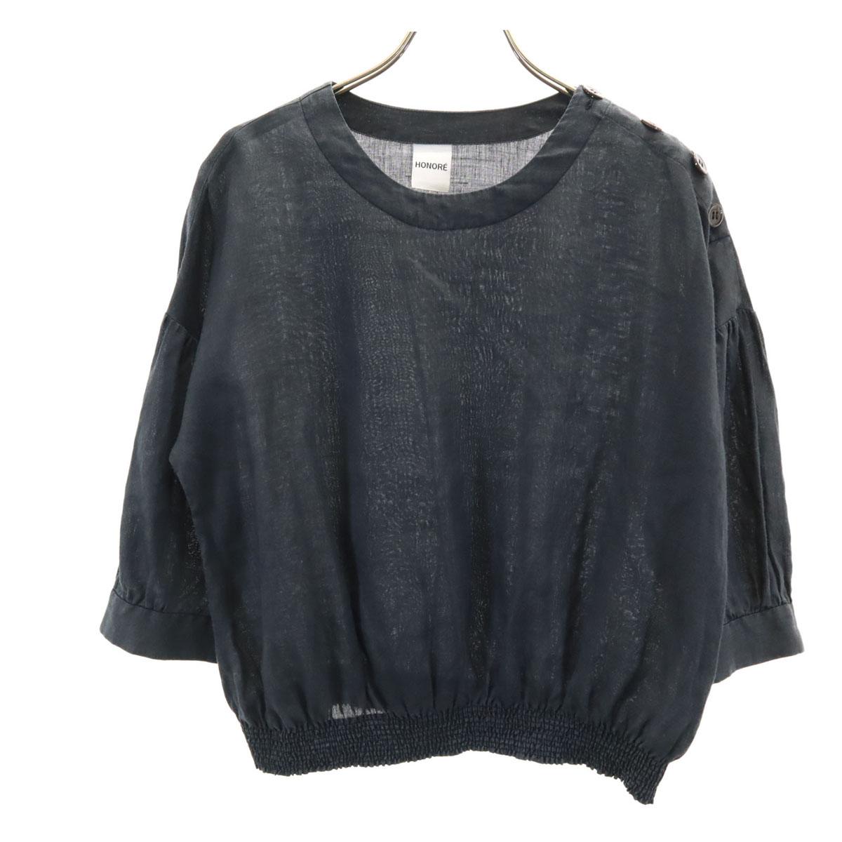 

honor лен блузка рукав 7 минут Черная серия пуловер Женщины Б/У