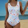 Summer Sexy Fresh Fragrant Flowers Printed One-piece Swimsuit Slim Fit , Deep U-back Design, Beach Pool Vacation Eye-catching Fashion Swimsuit