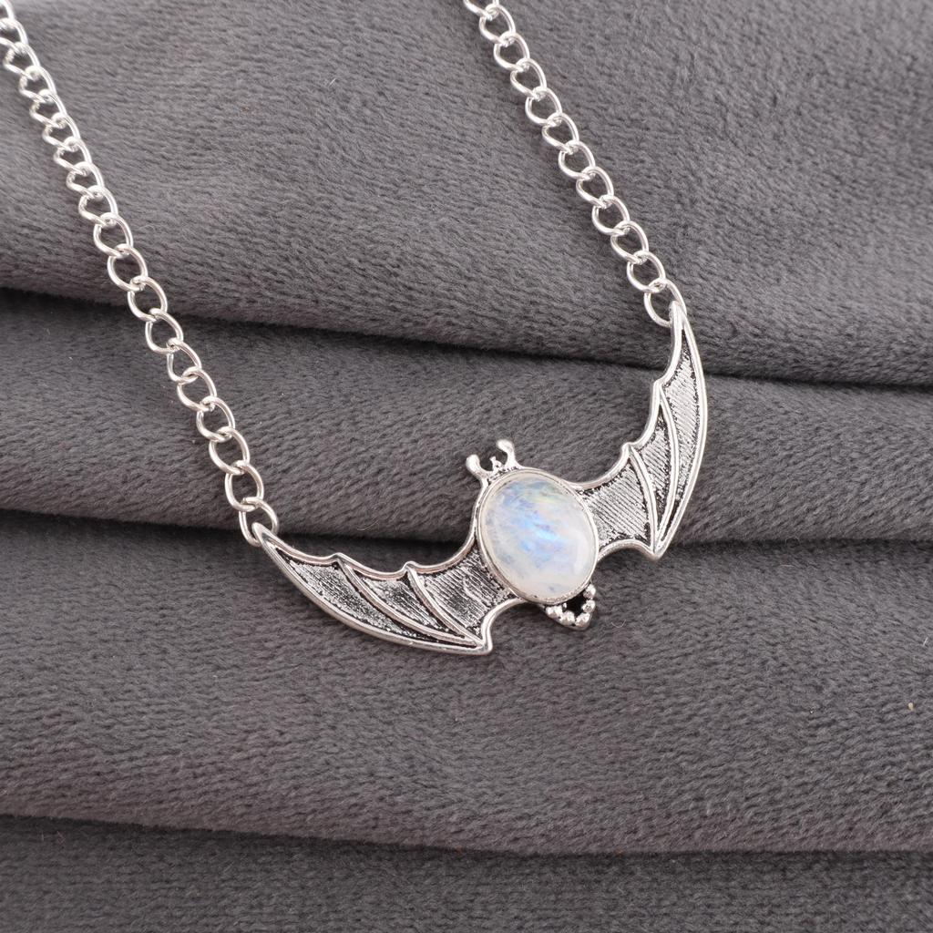 Regenbogen-Mondstein-Edelstein, handgefertigter Schmuckanhänger aus 925er Sterlingsilber für Weihnachtsgeschenk