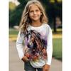 Girl Clothes Fashion Horse 3D Print Kids Long Sleeves T-Shirt Loose Casual Autumn Tops Outdoor Comfortable Children's Clothing