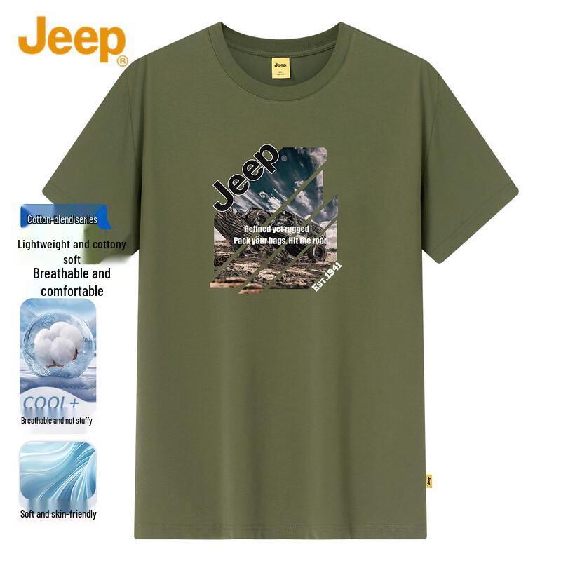 JEEP Men s Summer Round Neck Short Sleeve T-Shirt 4XL